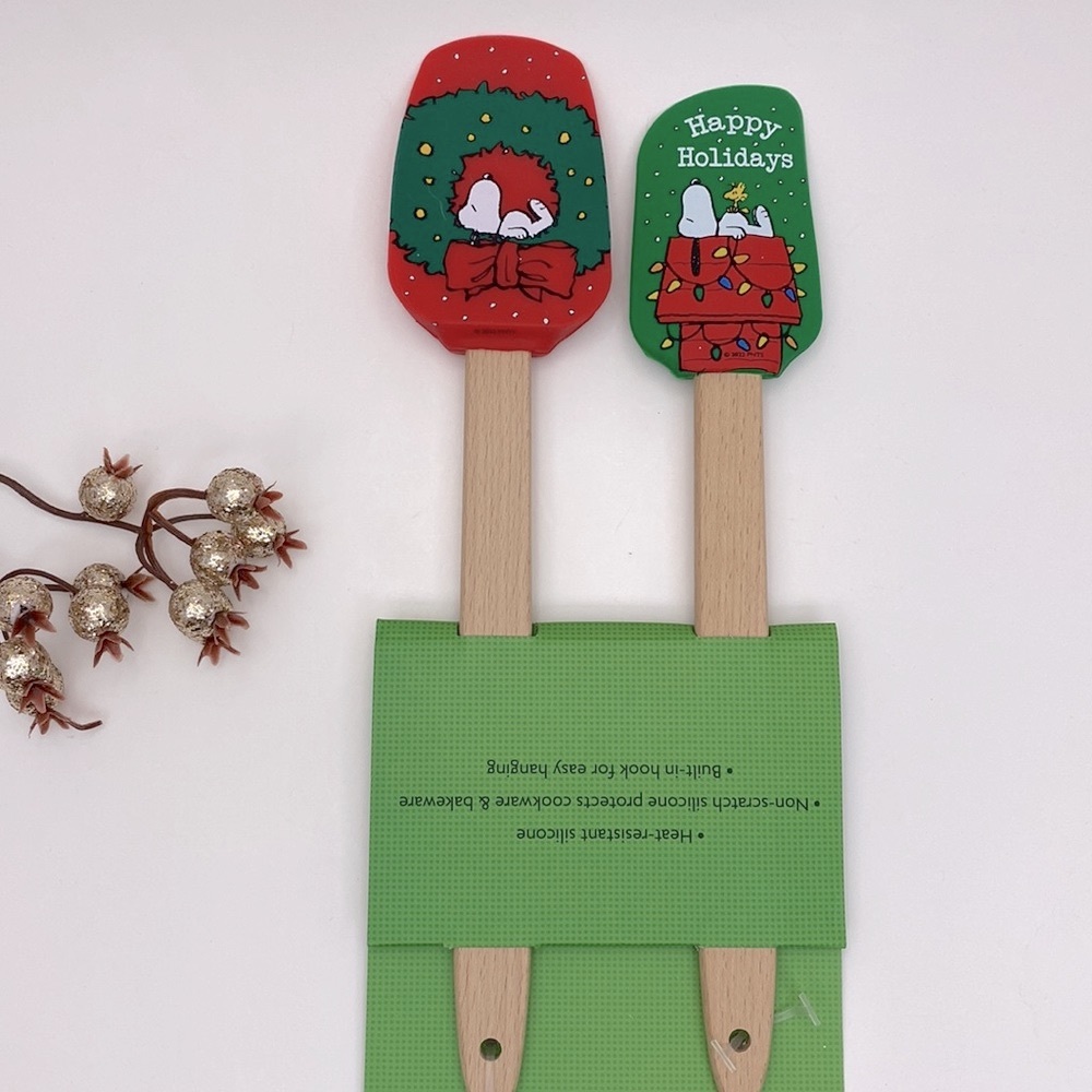 Snoopy Woodstock Peanuts set of 2 spatula and spoon set Christmas printed set